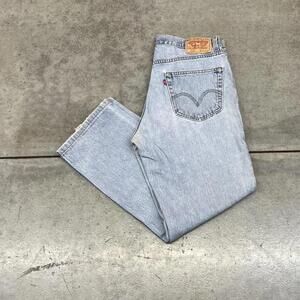 vintage levis faded blue straight leg jeans size 34 x 30 CROPPED TO A 30 INSEAM